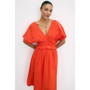 Sea New York Zora Pleated Midi Dress in Chili 4